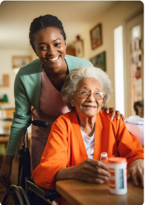 Caregiver with senior client